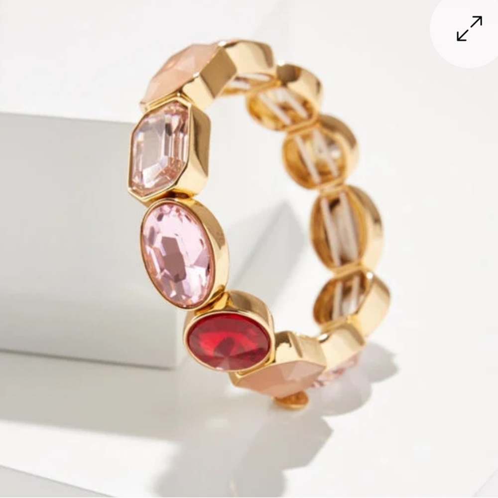 Talbots Crystal Rhinestone Stretch Bracelet Pink Champagne and Gold